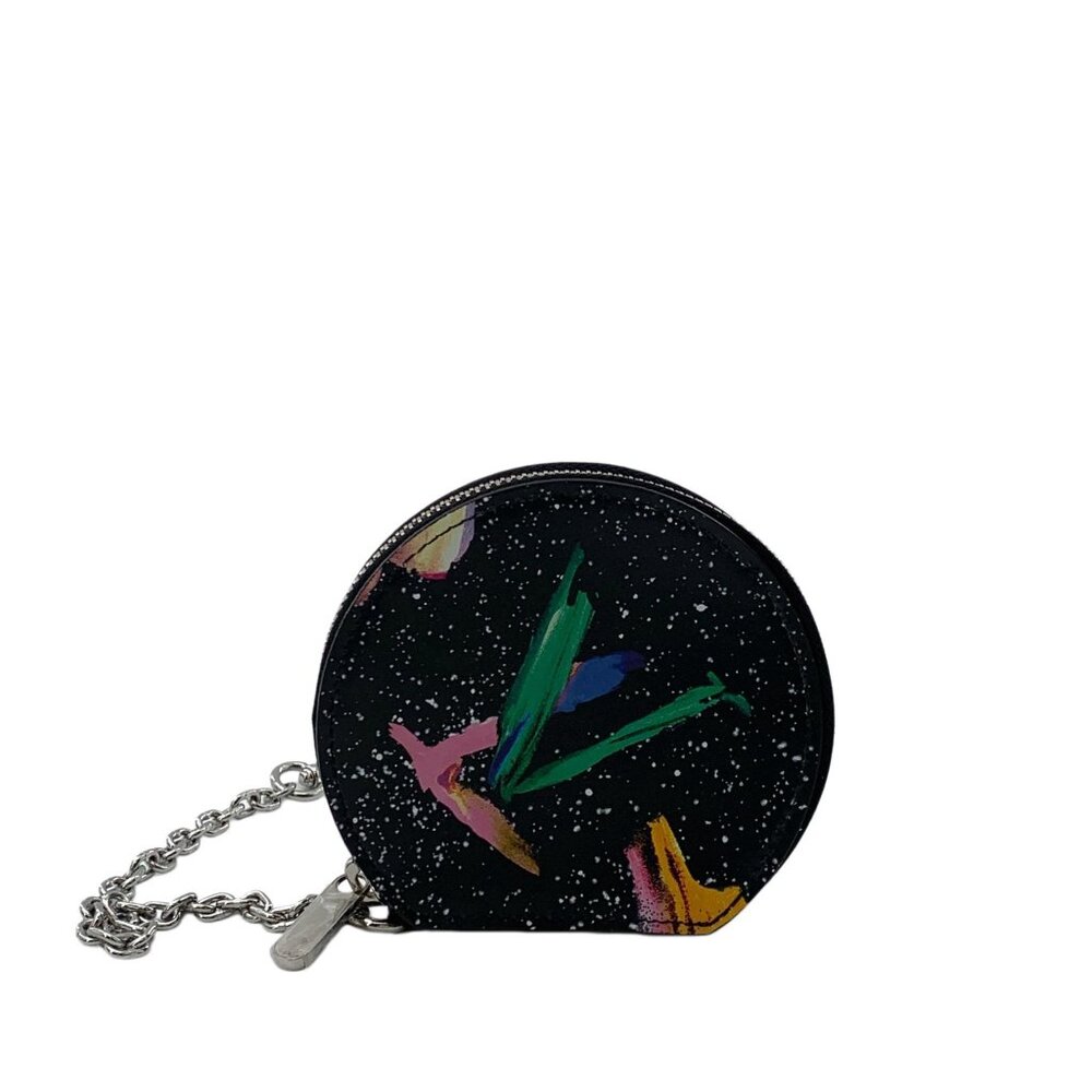 Louis Vuitton Black Starry Sky Logo Graffiti Print Key Chain Coin Purse 11*2*10c